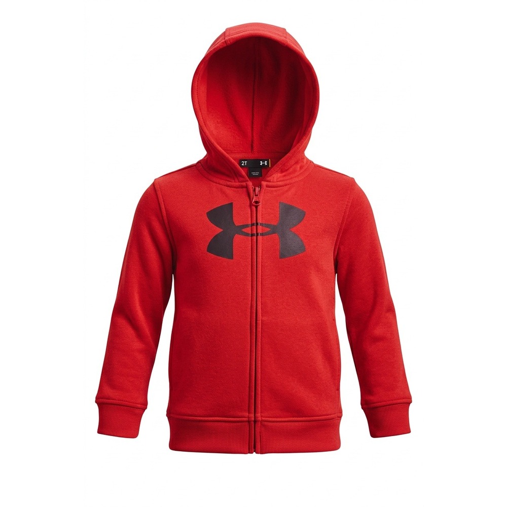 Under Armour Kids Red Full Zip Fleece‎ Hoodie Oversized Logo Sweatshirt 2T